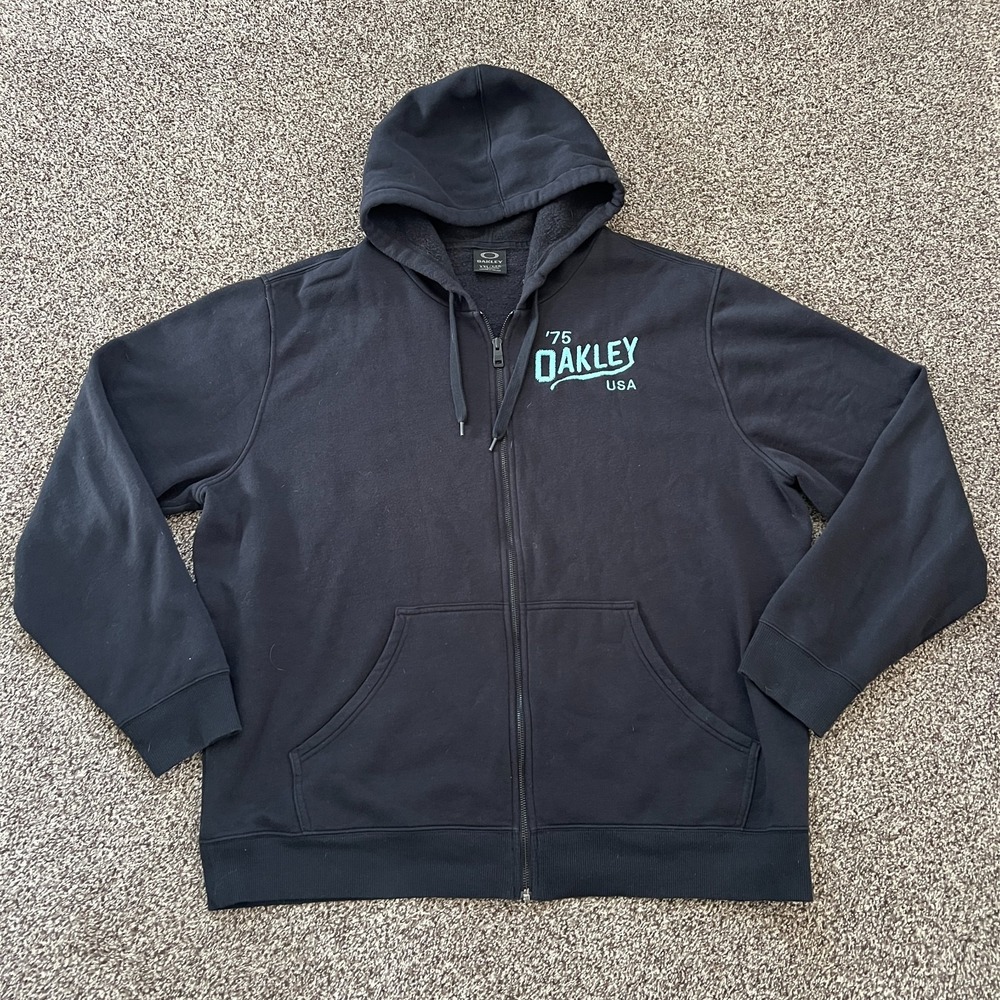 Oakley Hoodie Full Zip Men's Size XXL Black 1975 Fleece Black Outdoor